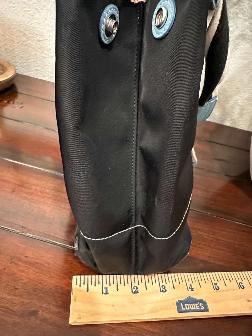 Coach Black Canvas Tote with Blue Accents and Tan Trim - Picture 14 of 15